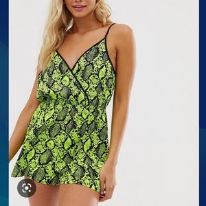 neon green snake print dress Green Snake Print Dress main image 1